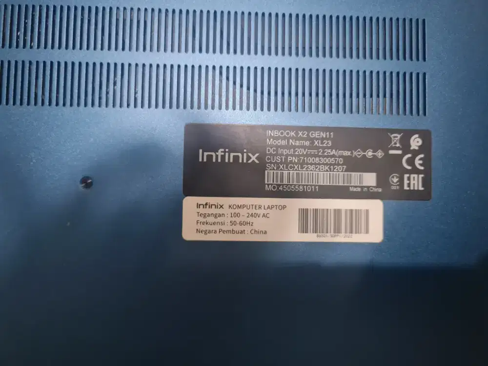 Laptop Infinix X2 Gen11 i3 11th Gen Ram 8gb ssd 238gr warna biru