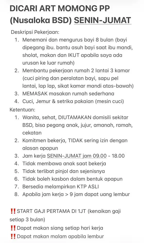 DICARI ART MOMONG PP SENIN-JUMAT (BSD)