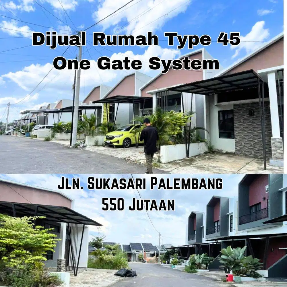 rumah type 45 one gate system jalan sukasari palembang