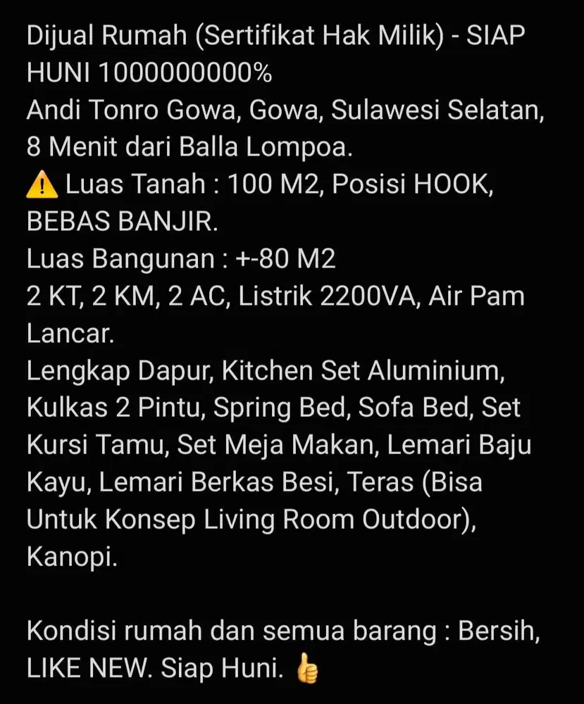 DIJUAL SEGERA RUMAH (Sertifikat Hak Milik) - SIAP HUNI