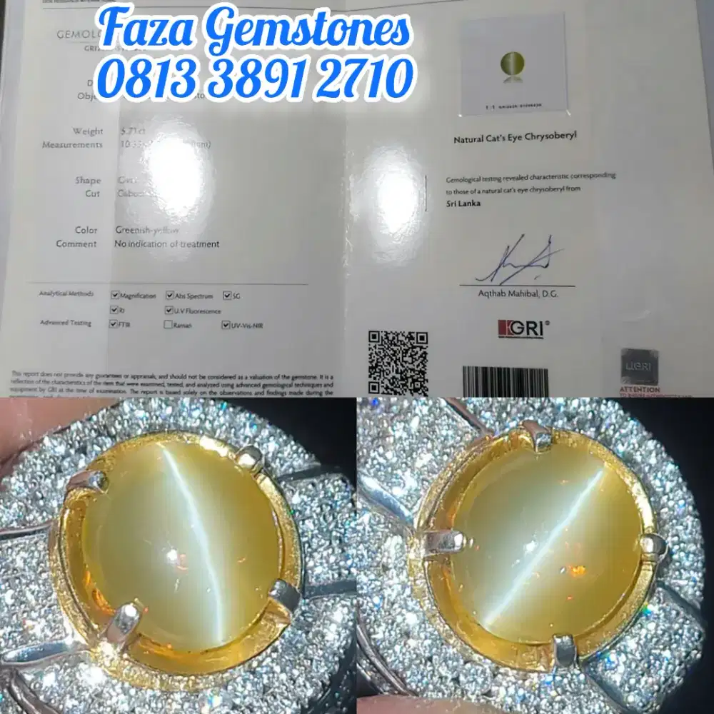 HQ Natural Cats Eyes Chrysoberyl Srilanka, Neon Line, Almost Clean
