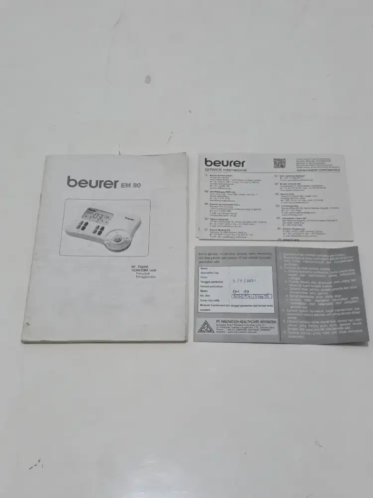 Manual Book + Kartu Garansi Beurer EM80 TENS/EMS Original