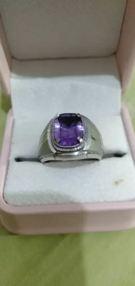 Cincin pria Amethyst, Blue Topaz