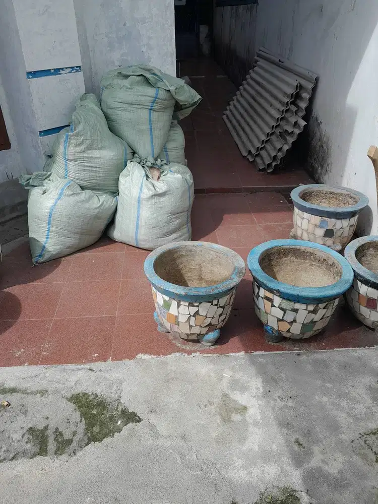 Pot bunga semen dan plastik borongan