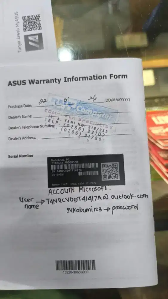 SCOND 1Bln Dijual laptop Asus Vivobook GO 14/15 AMD RYZEN 3 RAM 8/512