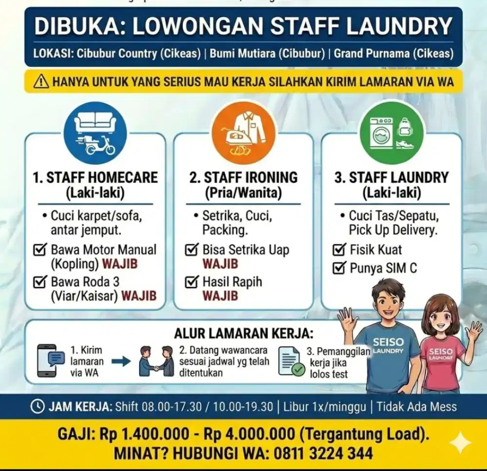 Lowongan Laundry Staff (Langsung Kirim Lamaran)