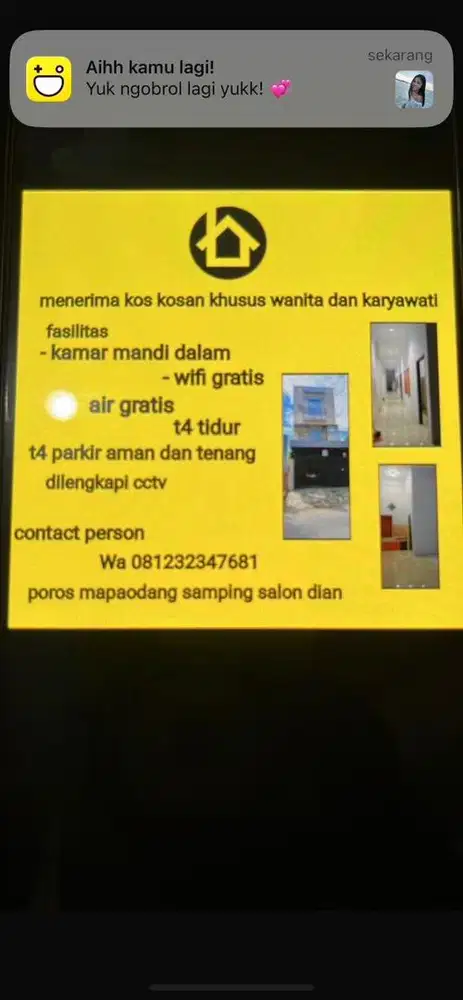 Menerima kost siswi dan pegawai