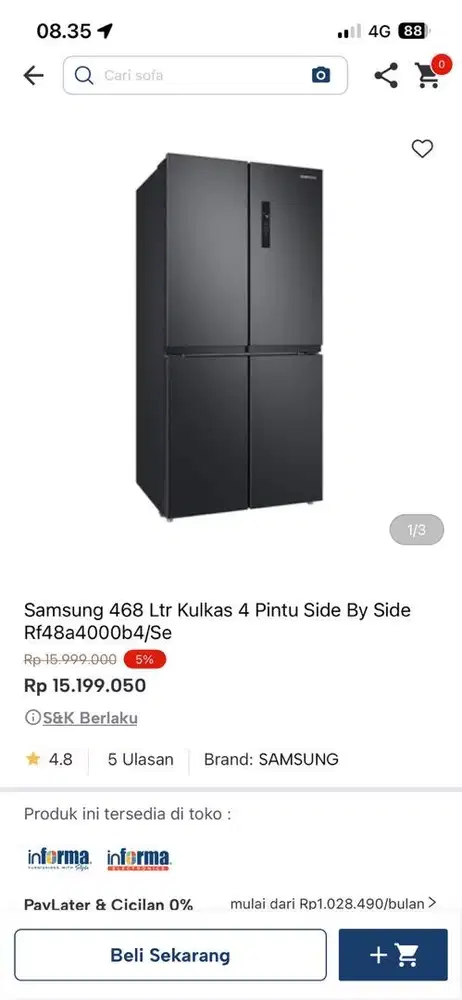 kulkas side by side samsung 4 pintu