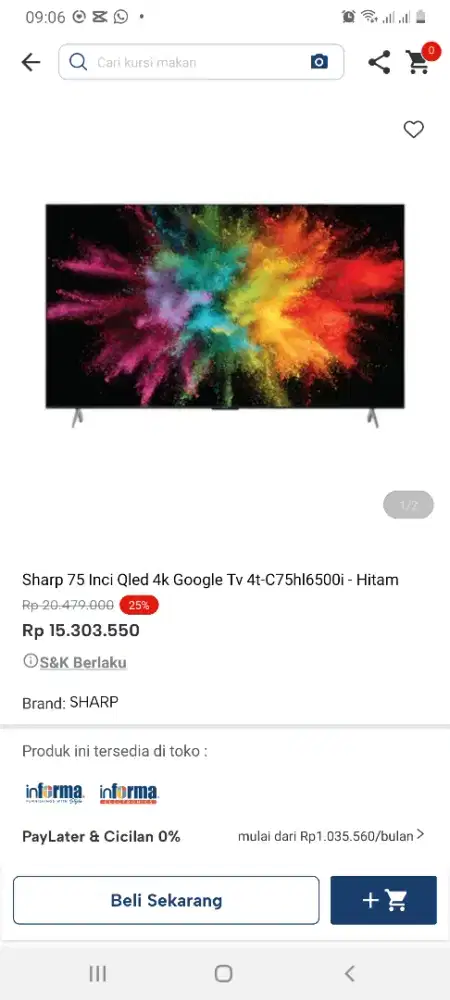 Sharp qled google tv 75inch