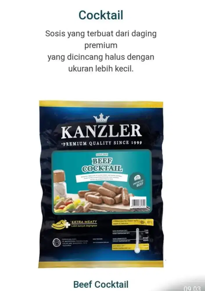 Kanzler sosis beef coctail 
250gram