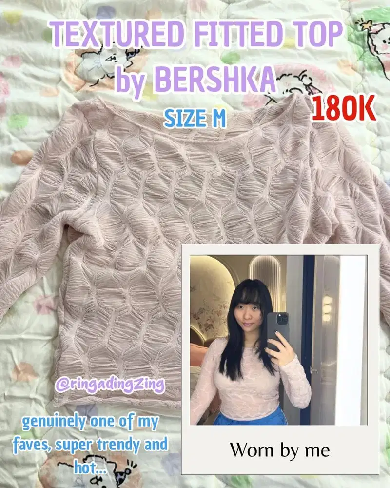 Atasan Zara Pink Fit Textured – Second / Preloved, Kondisi Bagus!