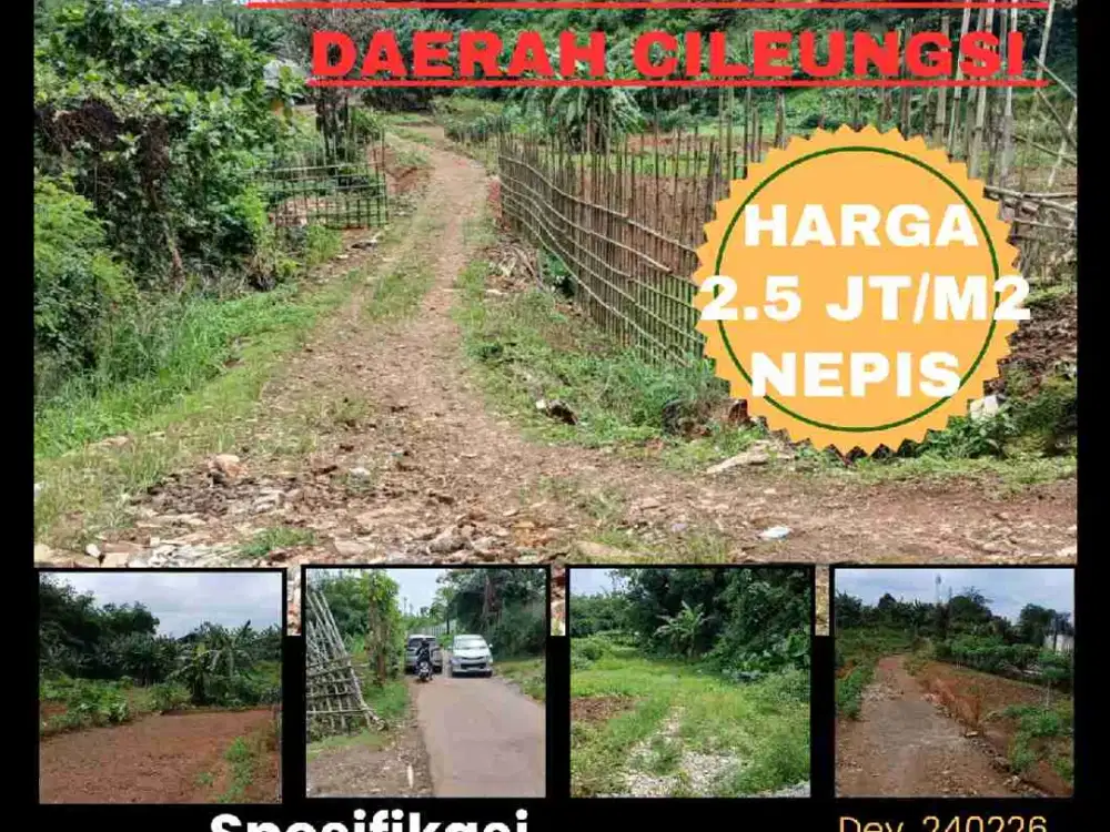 DIJUAL TANAH 1 HA DI LOKASI STRATEGIS DI DAERAH CILEUNSI
