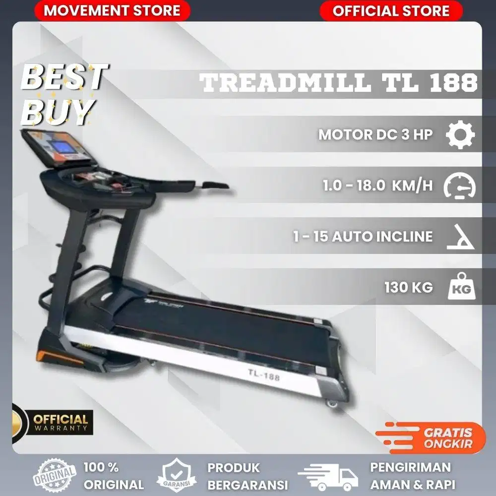 Jual Alat Olahraga Rumahan Treadmill Electrik TL188 Garansi 12 Bulan