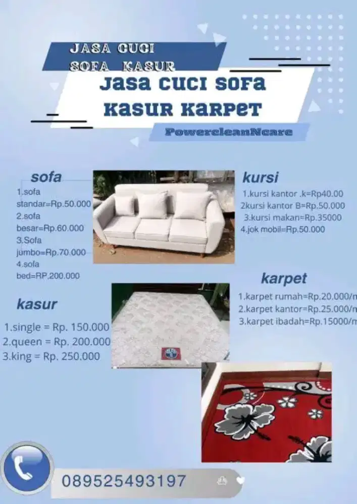 Cuci sofa springbed kasur jokmobil dan karpet