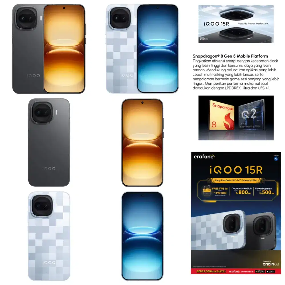 New Product Iqoo 15R, Snapdragon 8 Gen 5, 1.5K Super Resolution,144FPS