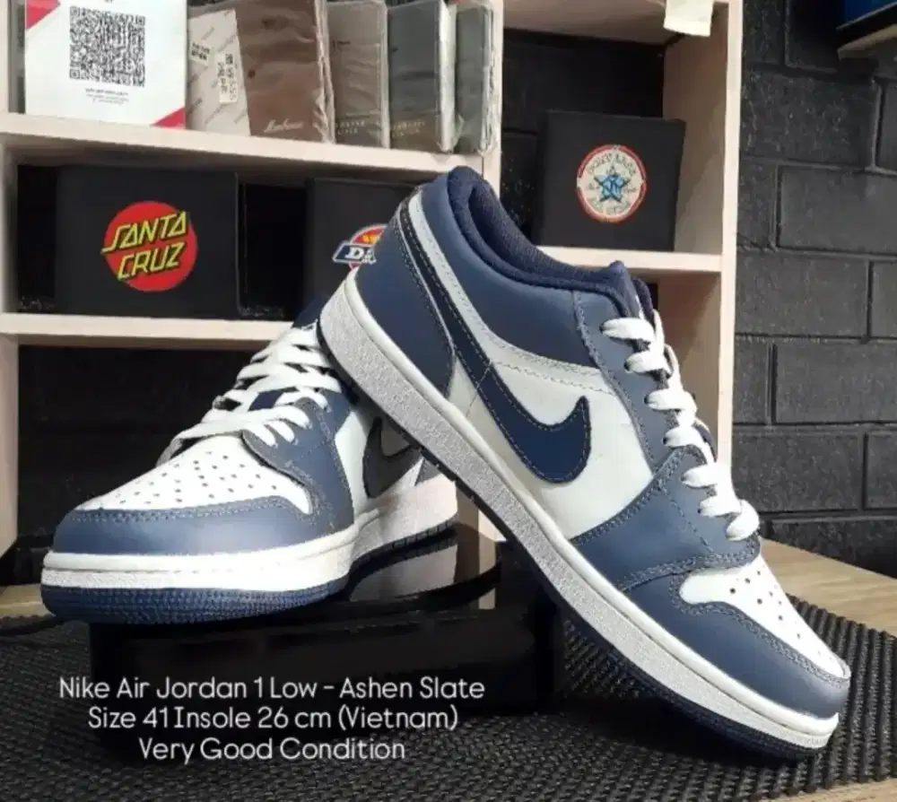 Sepatu Nike Air Jordan 1 Low Ashen Slate Size 41 Insole 26