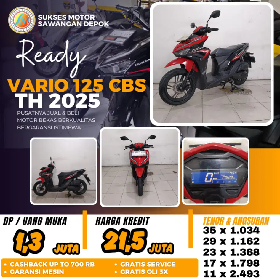 HONDA VARIO 125 GEN2 TH 2025 UNIT MULUS BISA KREDIT DI SUKSES MOTOR