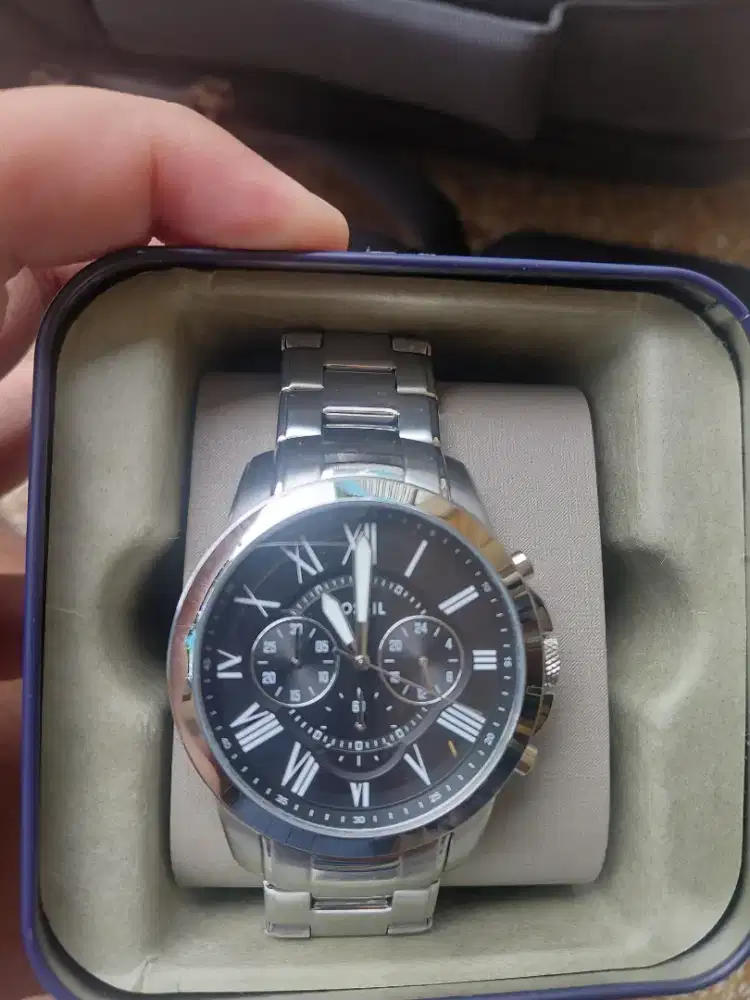Fossil  Jam Tangan Pria Grant Chronograph Stainless FS4736