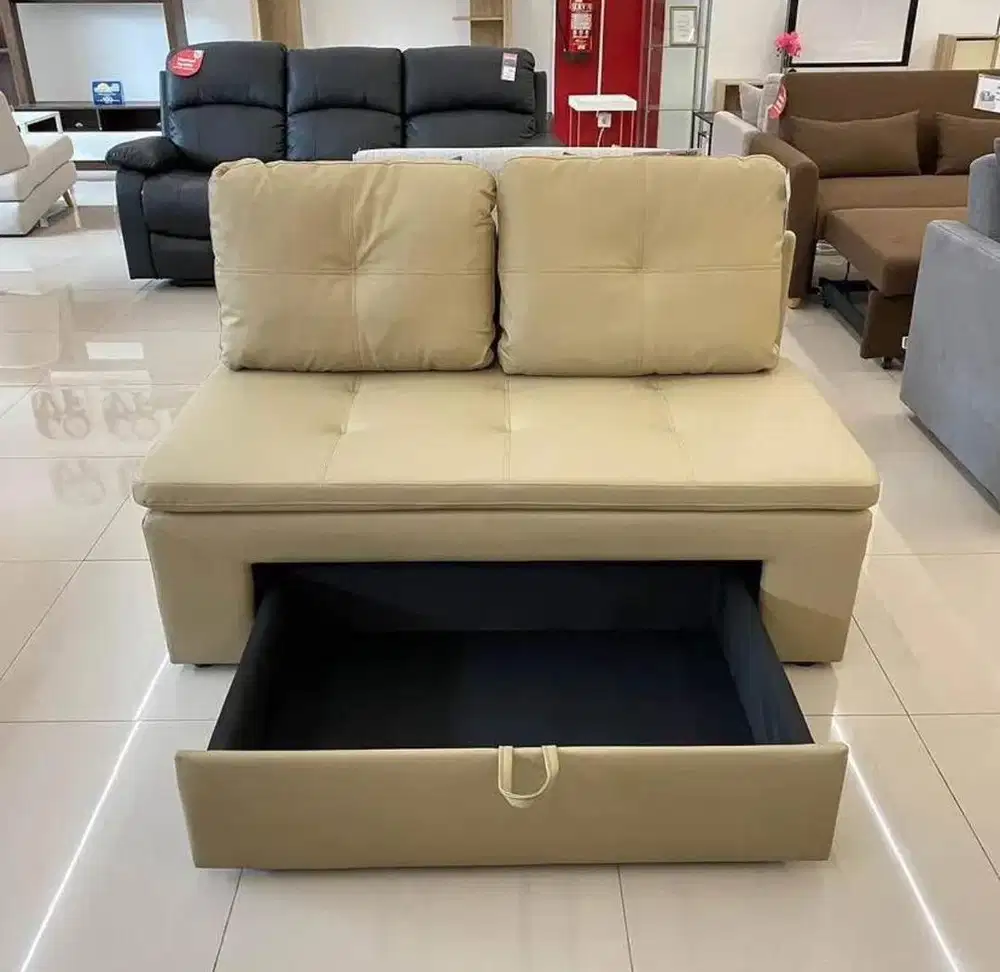 Sofa Toshi 2S Brown - Dengan Penyimpanan