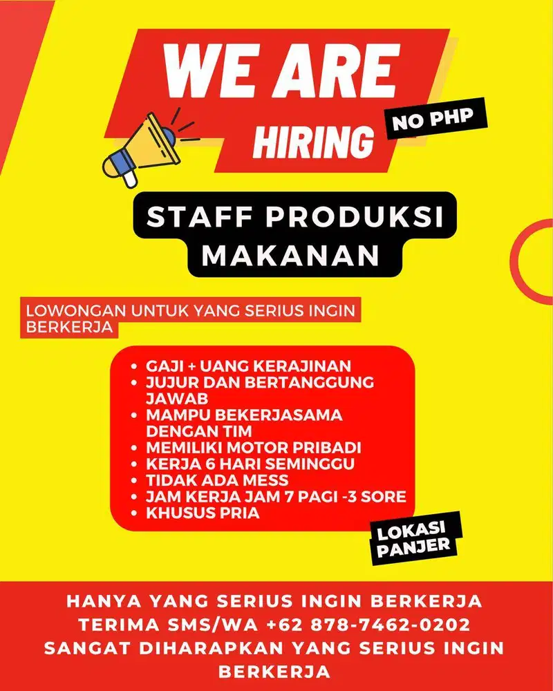 Dibutuhkan segera staff rumah produksi