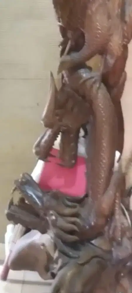 Patung naga antik ukiran kayu jati jepara tinggi 2 meter