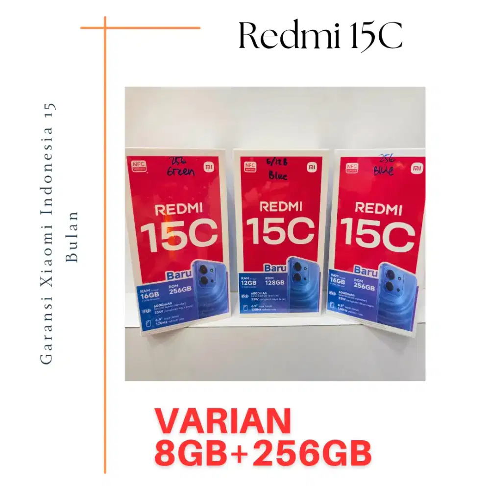 Redmi 15C Garansi Resmi 15 Bulan.