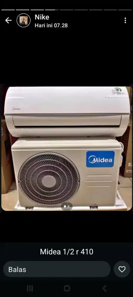Jual ac midea R 410 1/2pk lowwat 330 watt kondisi 95% ori semua