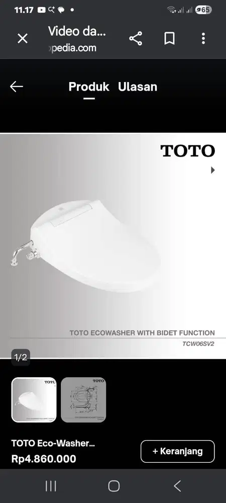 Tutup Closet TOTO Ecowhaser TCW 02