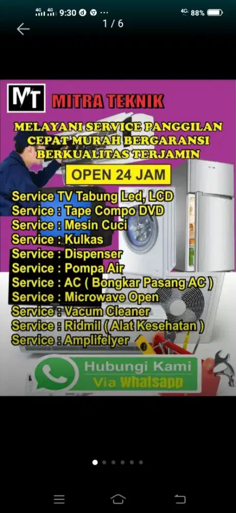 SERVICE TV LED, LCD, TEP DVD, MESIN CUCI, POMPA AIR DAN PASANG BARU