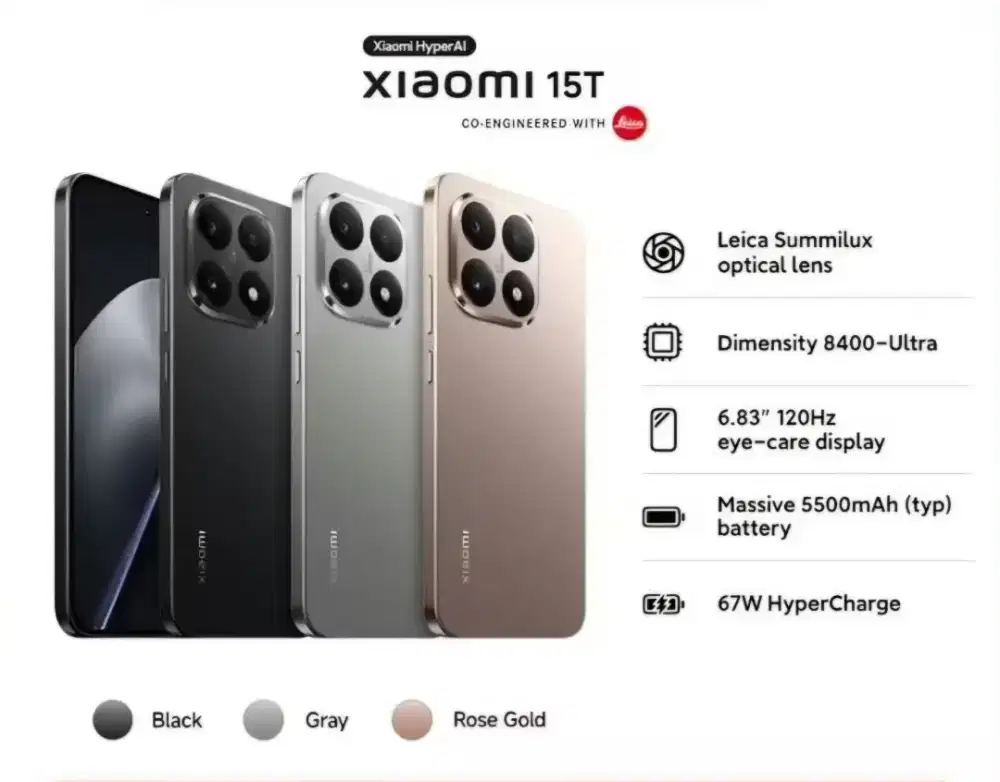 Xiaomi 15T 512Gb Kredit Free 1x cicilan&Bud6 Play