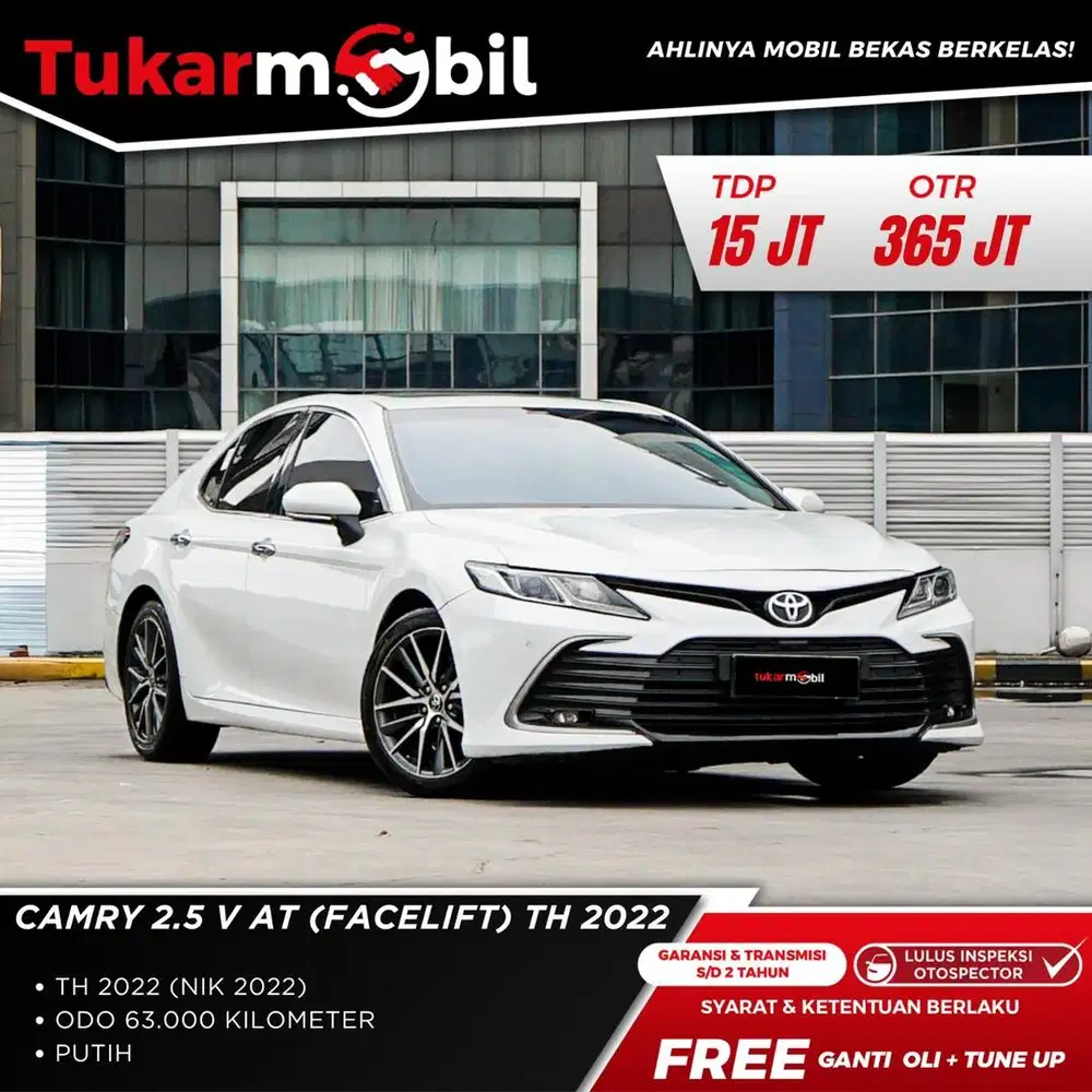 [BERGARANSI] TOYOTA CAMRY 2.5 V MATIC FACELIFT TAHUN 2022 PUTIH GENAP