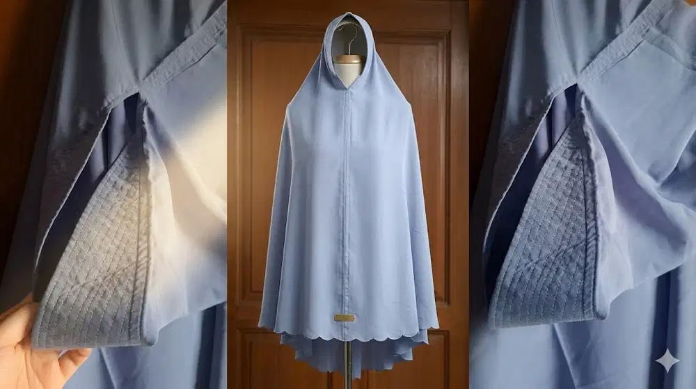 [HIBAH RAMADAN] Set Khimar/Hijab Syar'i Dusty Blue – Adem & Anggun