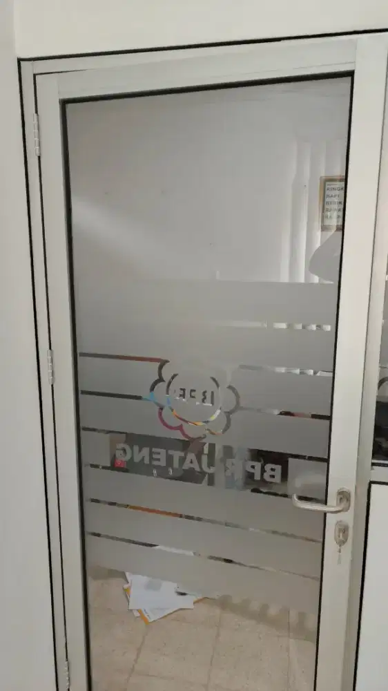 Cutting sticker sandblasting stiker buram ice logo BANK BPR & Kantor