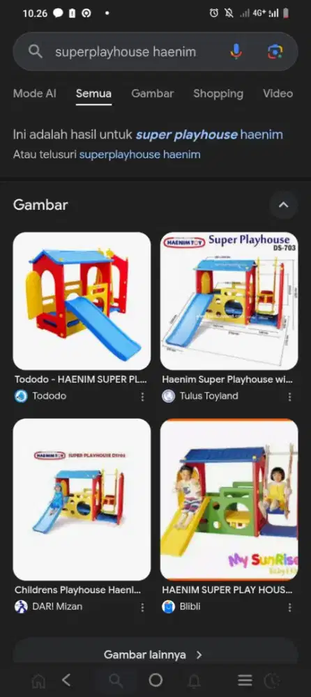 Playhouse perosotan + ayunan merk haenim