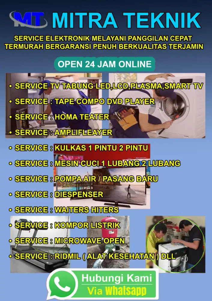 SERVICE TV LED, LCD, TEP DVD, MESIN CUCI, POMPA AIR DAN PASANG BARU