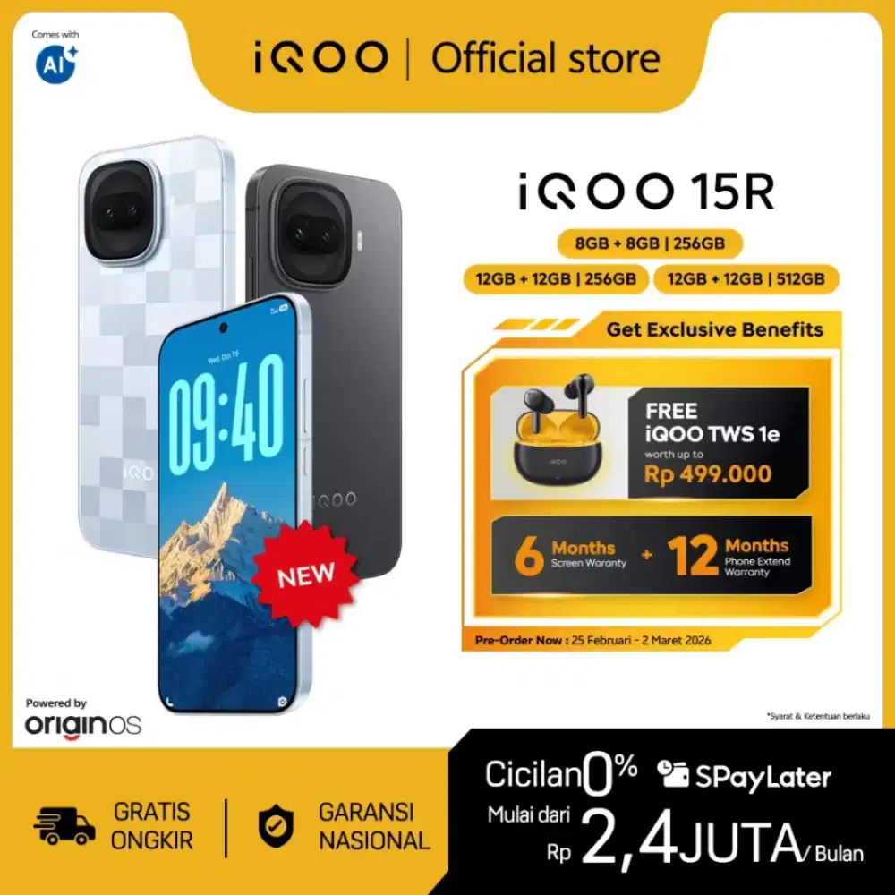 PO Iqoo 15R Bonus TWS Dan Garansi 24Bulan