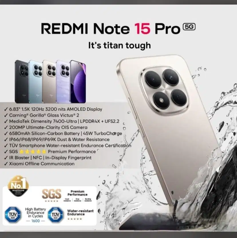Promo Redmi Note 15 Pro 5G murah 8/256 & 12/512 ( kamera 200MP)