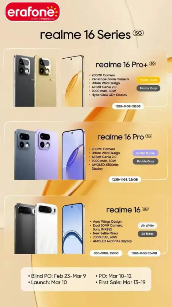 REALME 16 SERIES. Bisa di order skrg ya.
