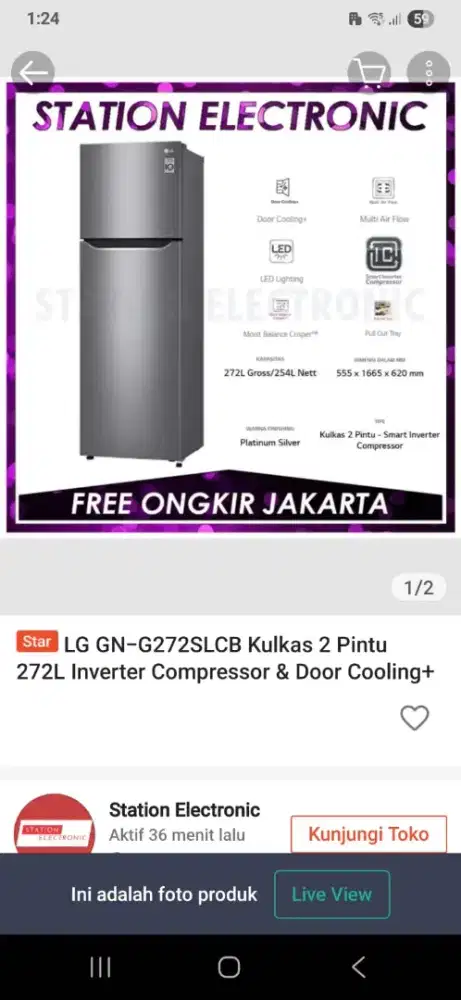 Kulkas 2 pintu LG