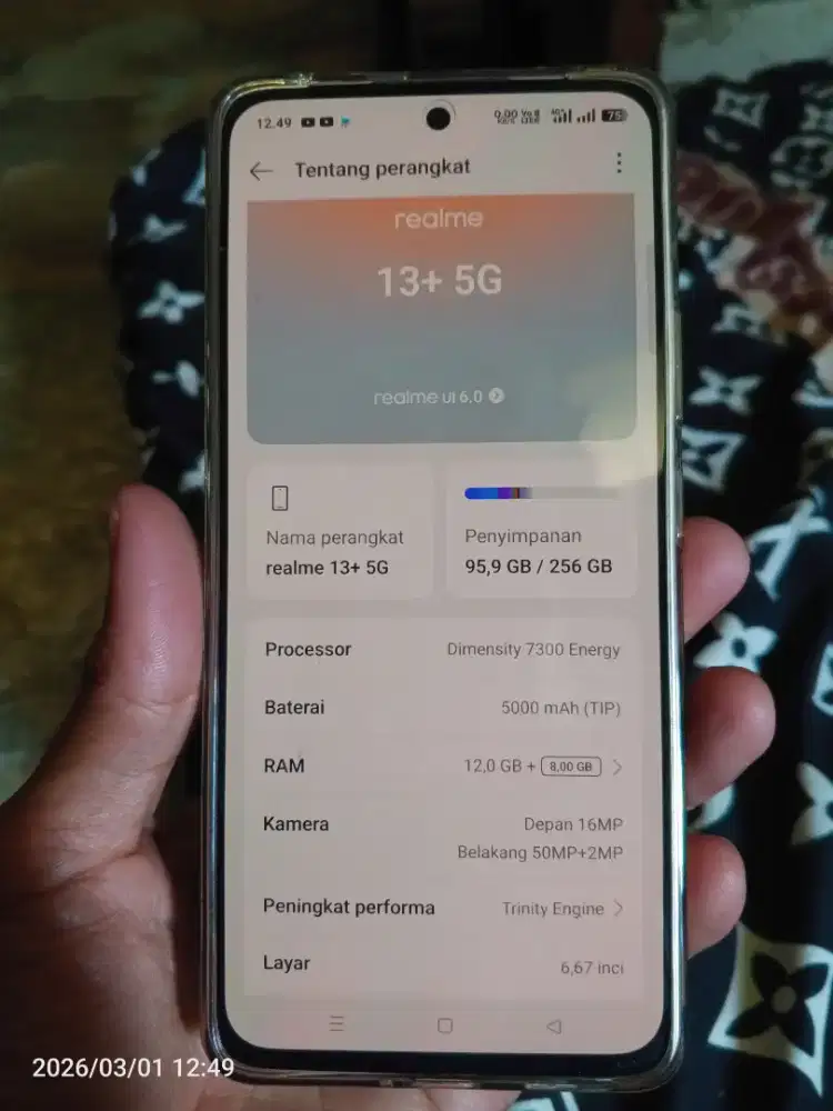 Realme 13+ plus 5G ram 12gb/256gb fulset mulus