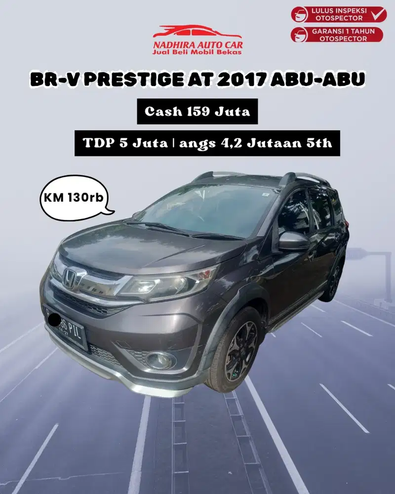 DP Cuma 5 Juta BR-V Prestige AT 2017 Abu-abu