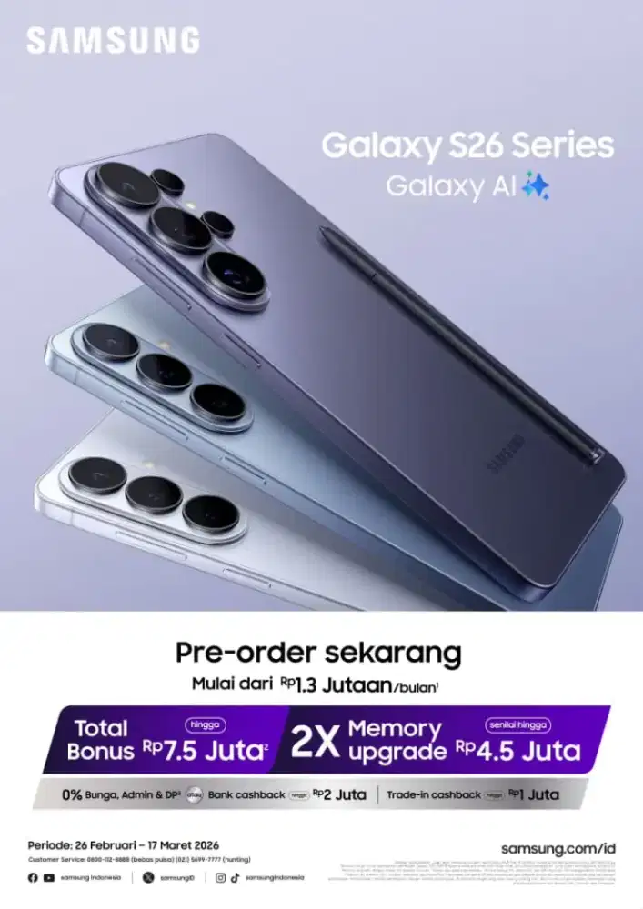 SAMSUNG GALAXY S26 SERIES(SPECIAL HARGA PRE ORDER PROMO TERBATAS !)