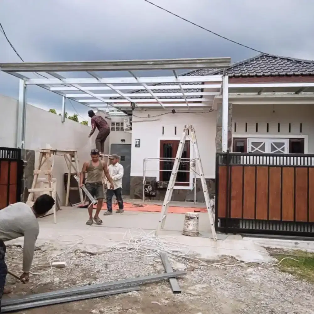 Kanopi atap uvpc dengan desain talang kardoba