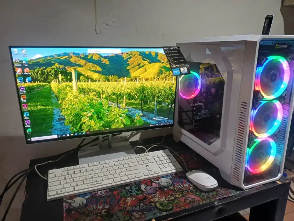 FULL SET PC GAMING EDITTING LCD 24INCH AMD RYZEN 3 RAM 8GB HDD SSD