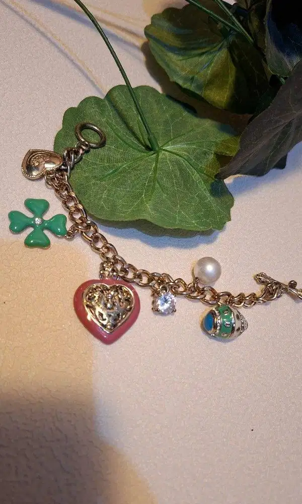 Juicy Couture Multi-Charm Toggle Bracelet (Gold Tone)