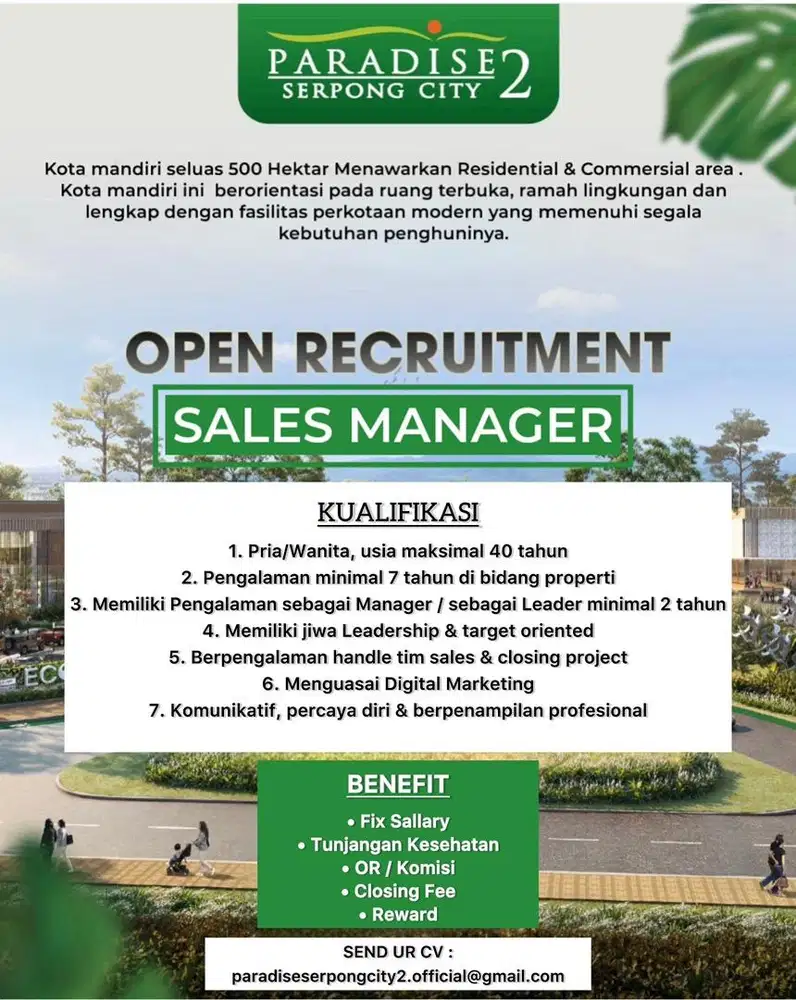 OPEN RECRUITMENT SALES MANAGER INHOUSE