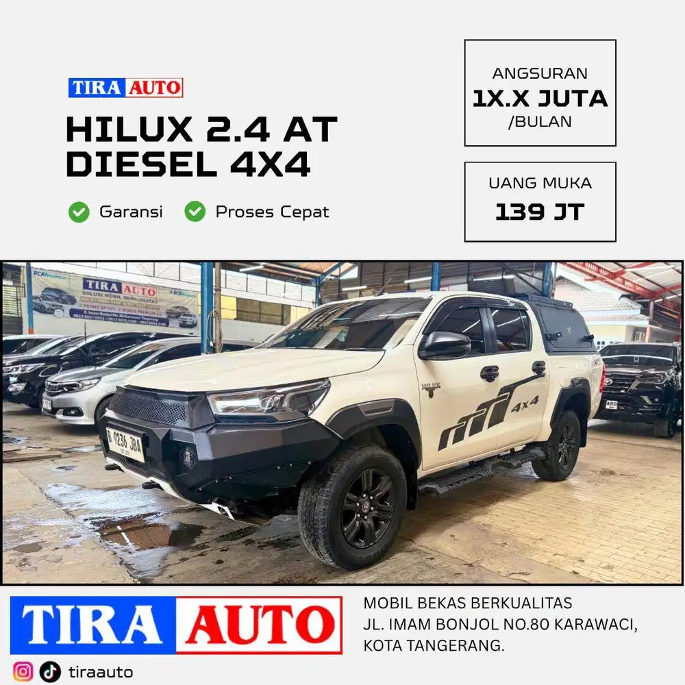 Hilux V AT 2024 double cabin 4x4 solar matic putih 2.4 Diesel antik