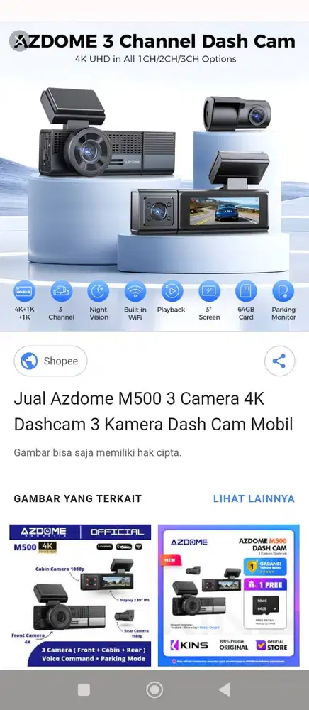 azdome M500 3 camera 4k dashcam