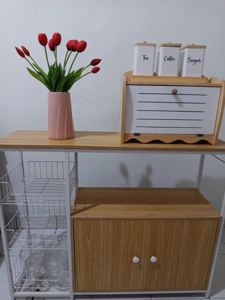 RAK DAPUR MINIMALIS + KOTAK ROTI + TEMPAT GULA, KOPI, TEH