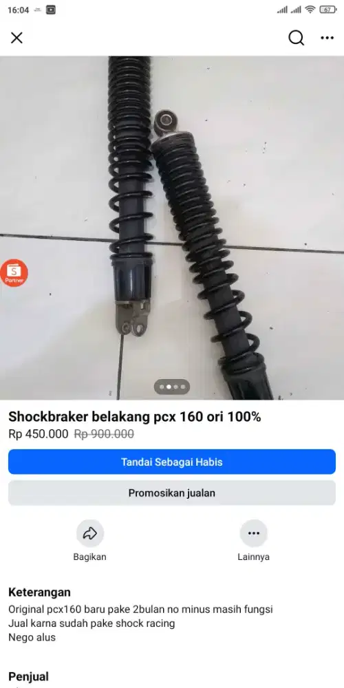 Shock belakang ori pcx160